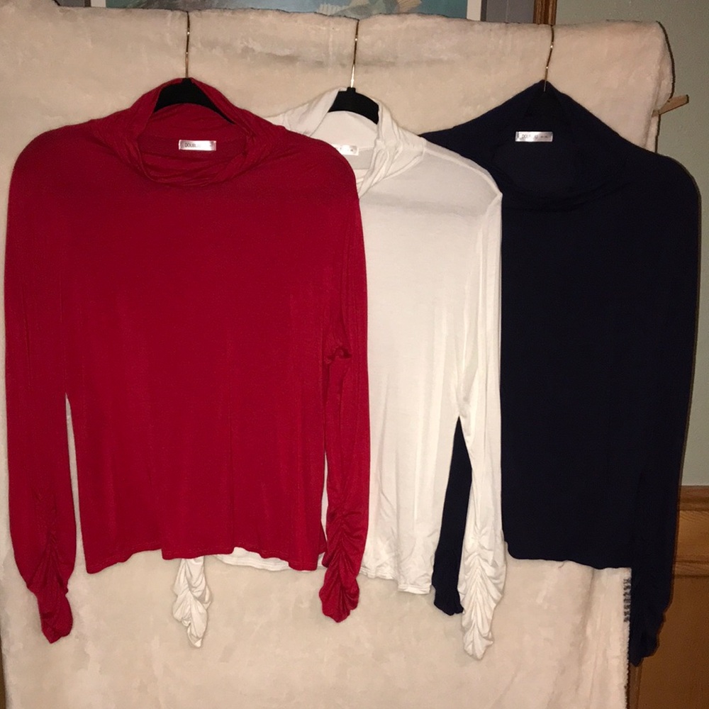 3 DOUBLJU Women’s Scrunchy Long Sleeve Cowl Neck Shirts 3XL